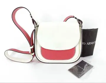 ARMANI 가죽 숄더백 화이트/레드