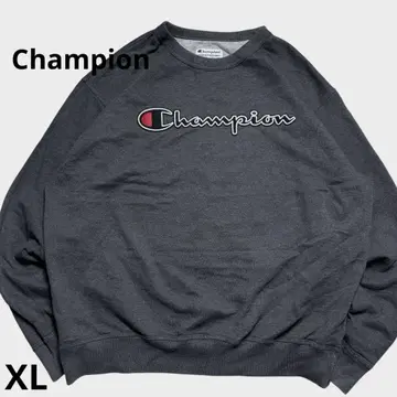 Champion 그레이 로고 자수 크루넥 맨투맨 트레이닝복 XL