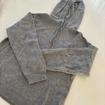 MARELLA 그레이 후드 부착 니트 후드티