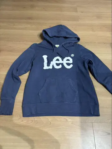 Lee 네이비 후드 부착 후드티