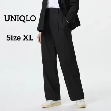 미사용 UNIQLO 턱 와이드 팬츠 긴 길이 블랙 XL