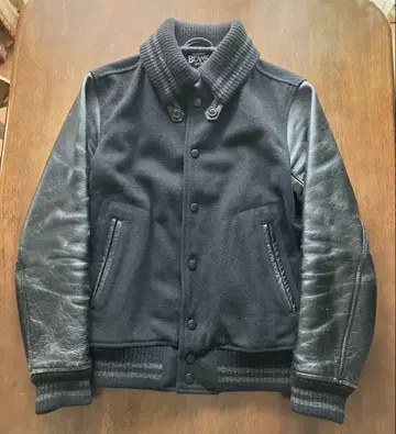 [ 새상품급 ] BEAMS 바시티 자켓 천연 가죽 소매 블랙 남성용 S