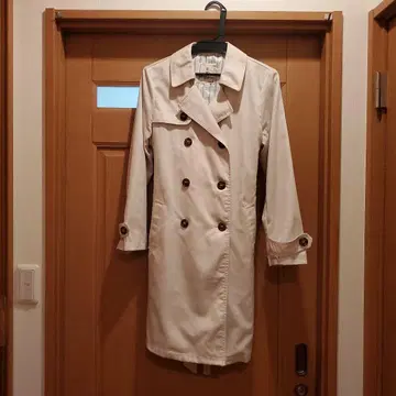 as know as 아이보리 더블 브레스트 트렌치코트 여성용