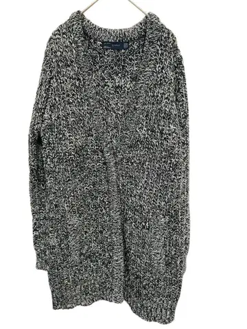 ZARA 롱 가디건 M 블랙 화이트 좌우 포켓 있음 두꺼운 원단