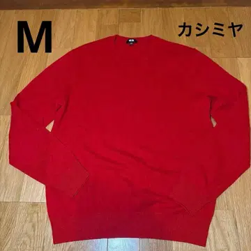 캐시미어 100% 크루넥 스웨터 유니클로 빨간색 M 사이즈