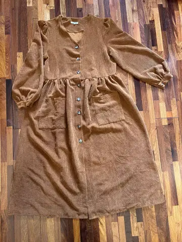 새상품급 Karei 코듀로이 롱 셔츠 원피스 L