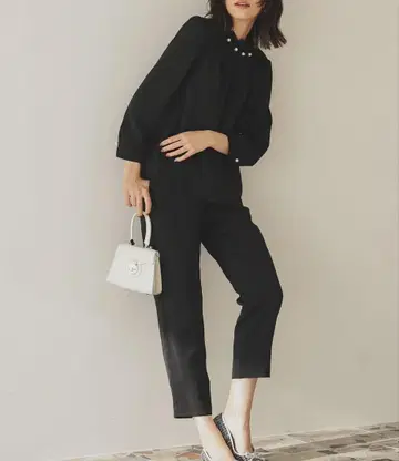 세레모니 펄 턱 블라우스 + 팬츠 셋업