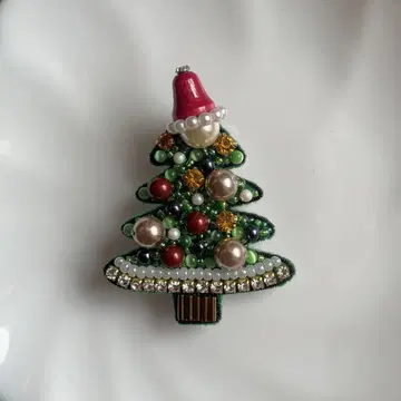 x'mas tree 브로치 비즈 자수 크리스마스 트리