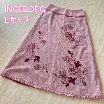 INGEBORG 꽃무늬 자수 플레어 스커트 L 사이즈