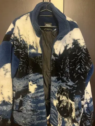 ZARA 플리스 자켓 풍경 무늬 거의 미사용