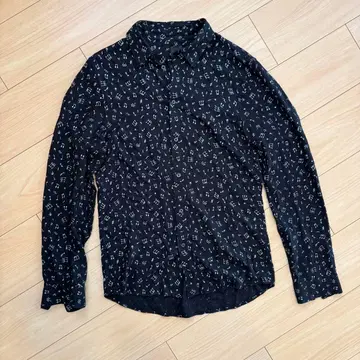 H&M 음표 패턴 셔츠 긴팔 셔츠 S 블랙