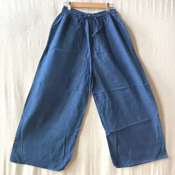 [ 네이비 나염 ] 넉넉한 팬츠 캐주얼 팬츠 심플 무늬 없음