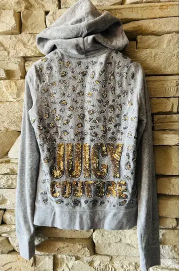 새상품급 JuicyCouture 벨로아 후드티 XS 그레이 스팽글 로고