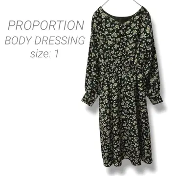 [프로포션] PROPORTION 꽃무늬 셔츠 원피스 개더 블랙