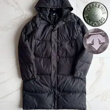 새상품급 DESCENTE 로고 다운 코트 벤치 롱 블랙