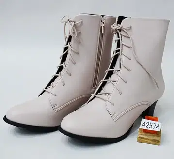 부츠 레이스업 인조 가죽 여성용 더스티 핑크 24cm 26cm 숏 기장