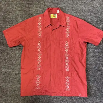GUAYABERA 쿠바 셔츠 구제 의류 빨간색
