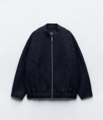 ZARA 부클 오버사이즈 봄버 자켓 네이비
