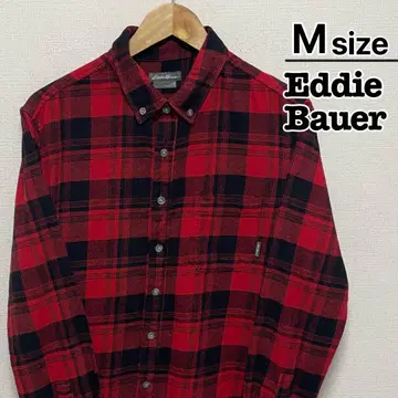 Eddie Bauer 플란넬 셔츠 M 레드 블랙 체크 무늬 구제 의류