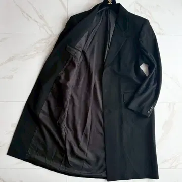 새상품급 기장 118 캐시미어 100% 싱글 체스터 코트 롱 블랙 XL