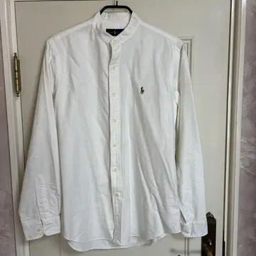 랄프 로렌의 스탠드 카라 셔츠 노카라 셔츠 화이트