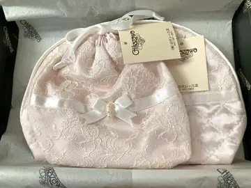 긴자와 레이스 핑크 레이스 파우치 2개 세트