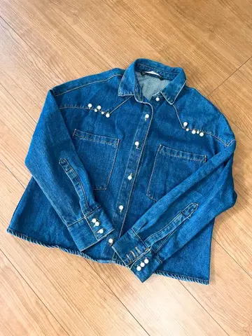 ZARA 데님 셔츠 펄 버튼 포함