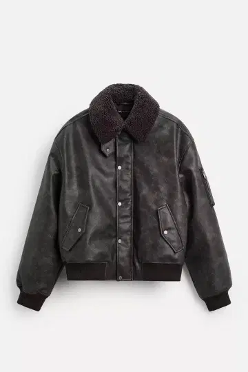 ZARA 인조 가죽 탈부착 가능한 카라 부착 자켓 M 사이즈 새상품