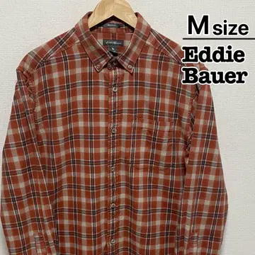 Eddie Bauer 플란넬 셔츠 M 체크 무늬 테라코타 오렌지