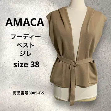 AMACA 후디 베스트 질레 울 아크릴 베이지 사이즈 38