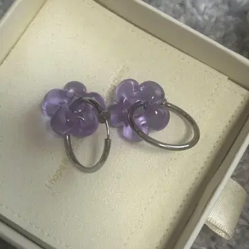 마일 유리 플라워 귀걸이 스카이블루 연보라