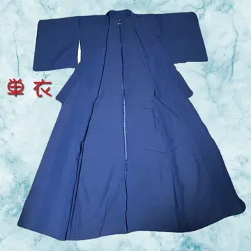 홑옷 다크 네이비 가로 줄무늬 문양 기모노
