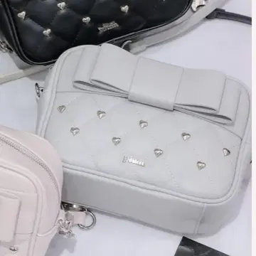 Pium 하트 퀼팅 리본 미니백 블루 그레이 584