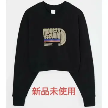 [ 미사용 새상품 ] moussy 크롭 맨투맨 블랙