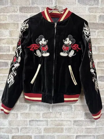 미키마우스 자수 스카잔 디즈니 리버서블 블루종 벨로아 M