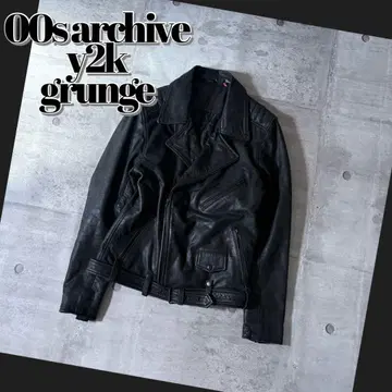 2000's leather double riders jacket y2k