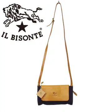일비종떼 / IL BISONTE 숄더백 캔버스 가죽 플랩