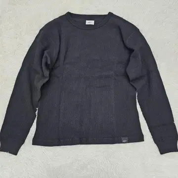 [ 미사용 ] 더블티 백 로고 와플 LS 긴팔 티셔츠 블랙 S