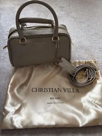 CHRISTIAN VILLA 베이지 미니 보스턴 백
