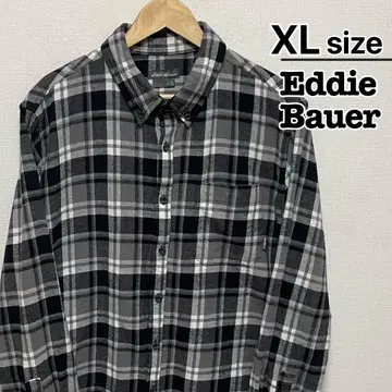 Eddie Bauer 플란넬 셔츠 XL 그레이 체크 무늬 버튼 다운
