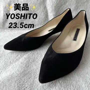새상품급 YOSHITO 요시토 스웨이드 펌프스 블랙 23.5cm 일본제