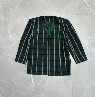 다크 그린 체크 무늬 테일러드 자켓