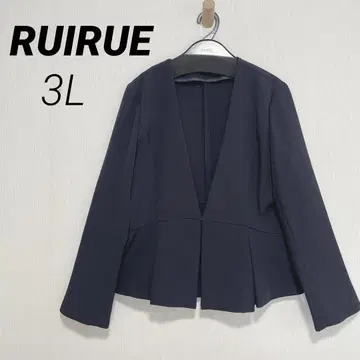 RUIRUE 3L 빅 사이즈 네이비 노카라 페플럼