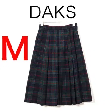 H2966 닥스 체크 플리츠 스커트 무릎 아래 기장 Y2K