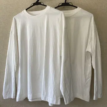 무인양품 MUJI LABO 천축 편직 크루넥 긴팔 티셔츠 S-M 2장