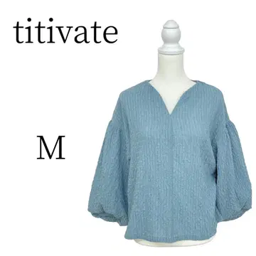 새상품급 titivate 파랑 반소매 7부 소매 셔츠 블라우스 M