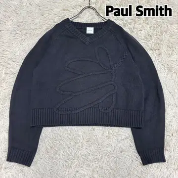 새상품급 2024년제 폴스미스 플라워 모티브 크롭 V넥 니트