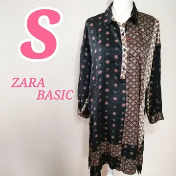 ZARA BASIC 페이즐리 무늬 셔츠 원피스 S 레트로 캐주얼