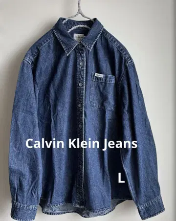 새상품급 calvin klein 캘빈클라인 데님 셔츠 던가리 셔츠 L