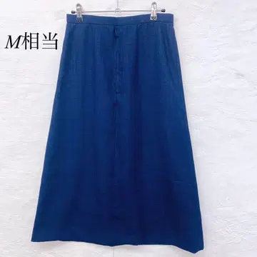 e5532 네이비 롱 플레어 스커트 여성용 M 상당 밴딩 편안함